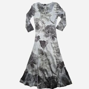 vintage 90s silver floral print maxi dress